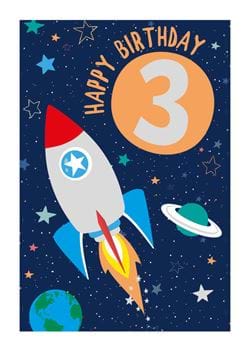 Rocket 3rd Birthday Card