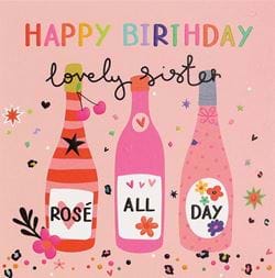 Rosé All Day Sister Birthday Card