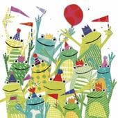 Cheering Frogs Greeting Card