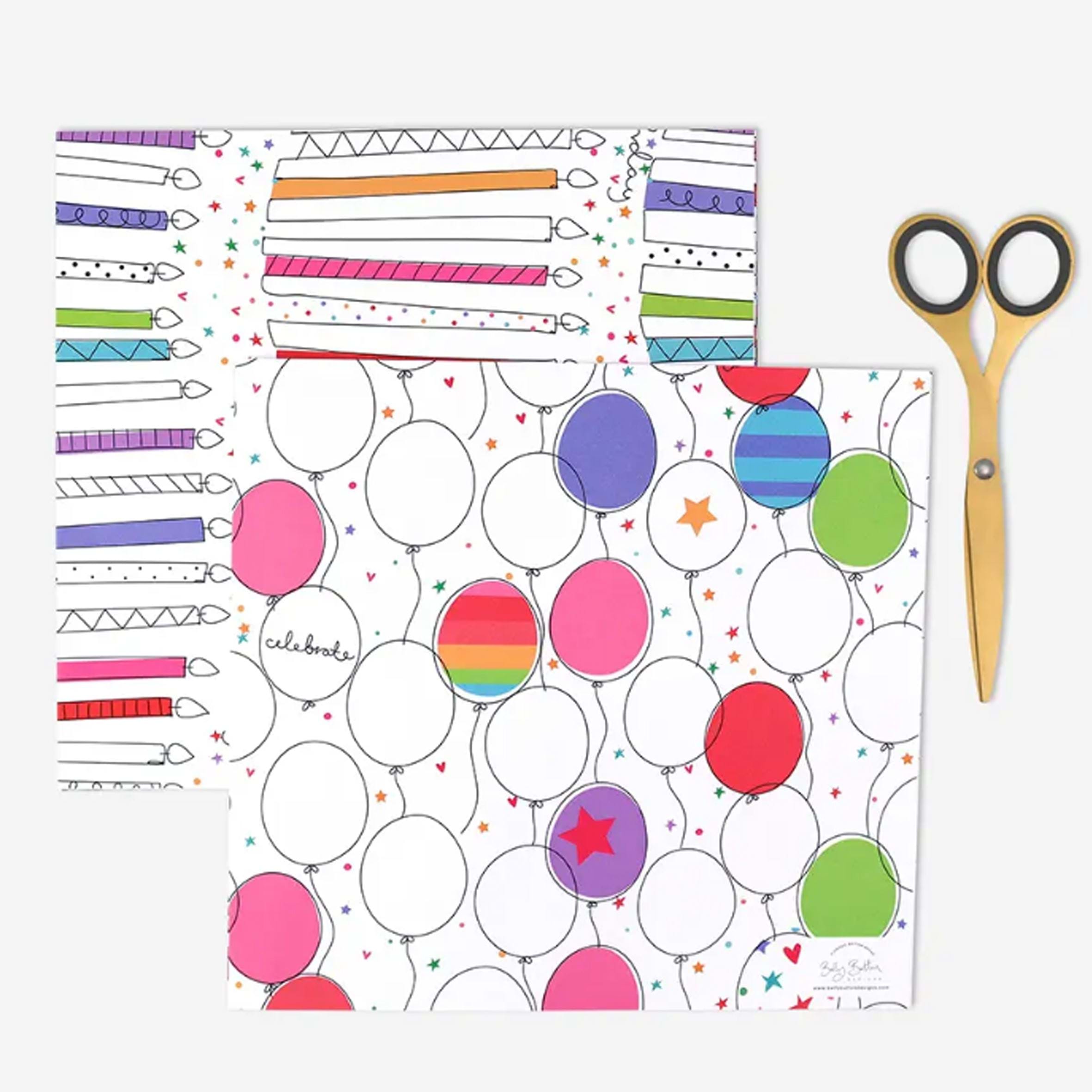Balloons & Candles Luxury Wrapping Paper - 4 Sheets