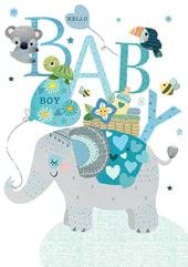Elephant New Baby Boy Card
