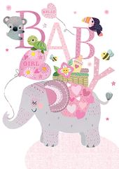 Elephant New Baby Girl Card