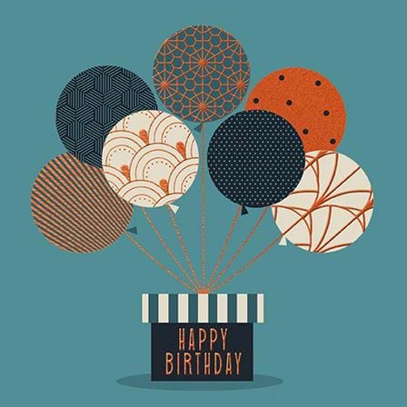 Copper Balloons Birthday Card