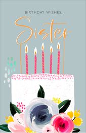 Cake Wishes Sister Birthday Card