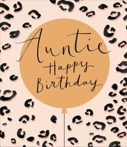 Gold Balloon Auntie Birthday Card