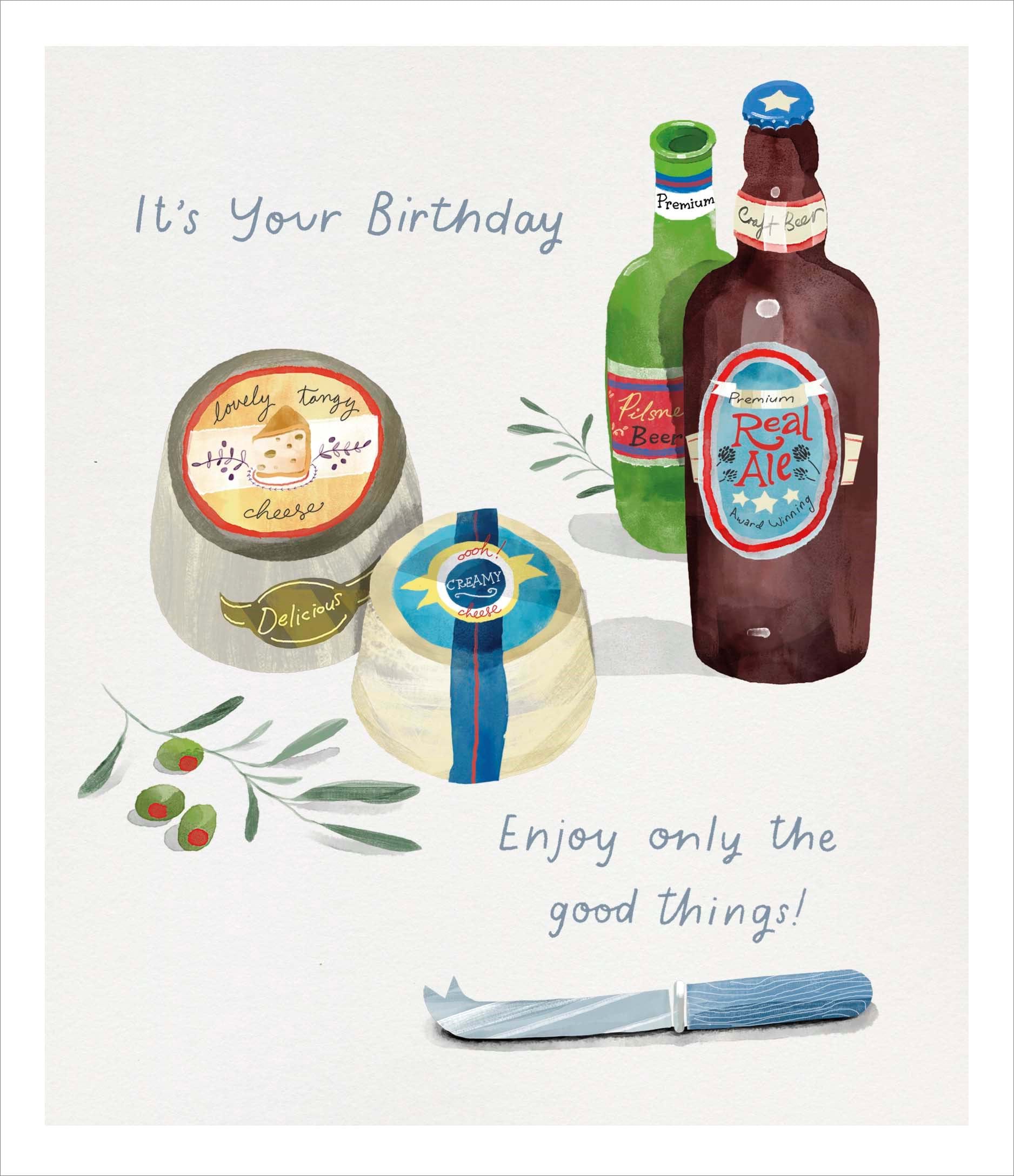 Beer and Cheese Birthday Card