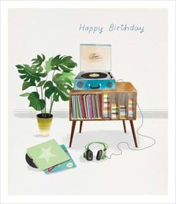 Vinyl Player Birthday Card