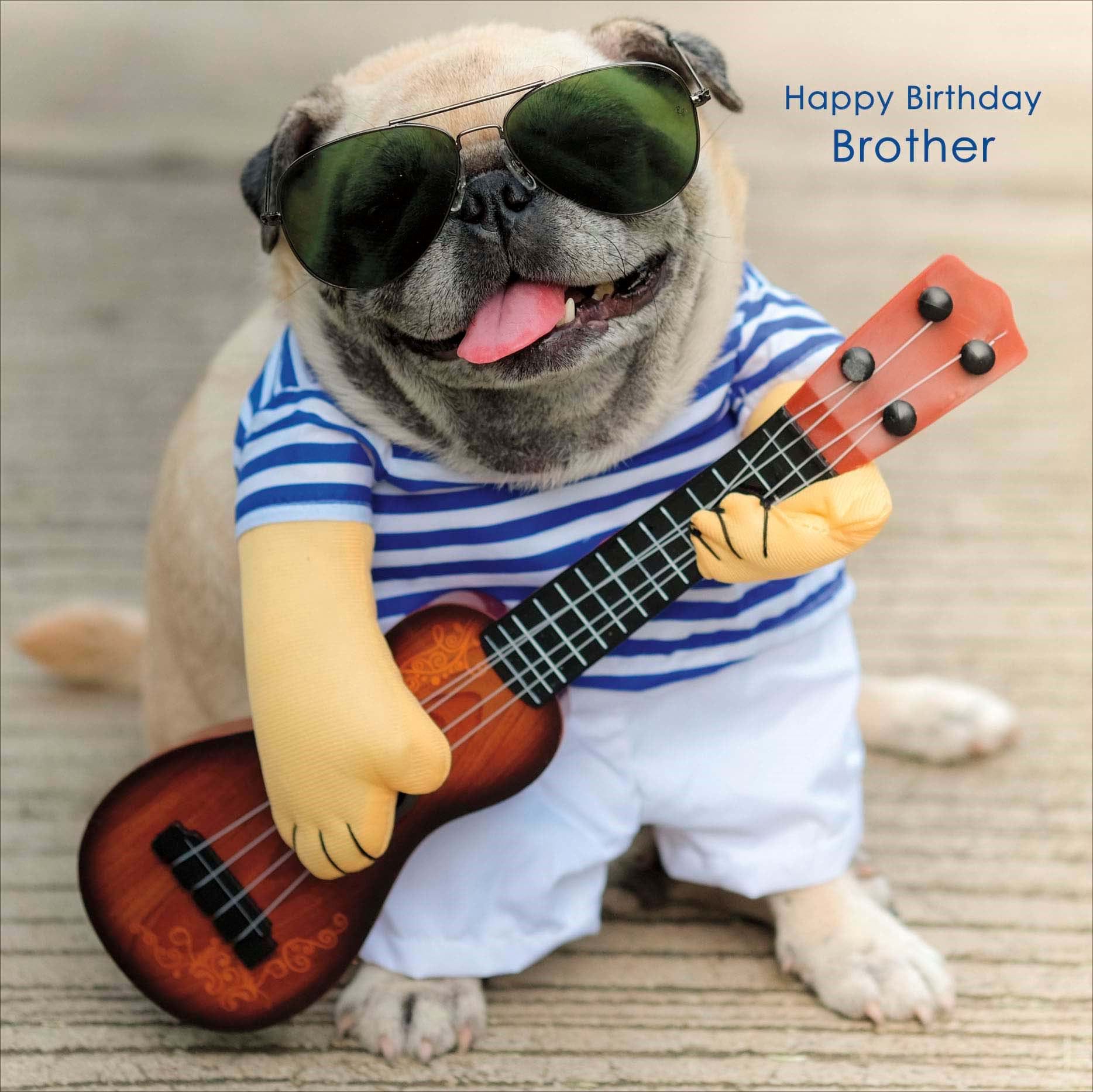 Guitar Dog Brother Birthday Card