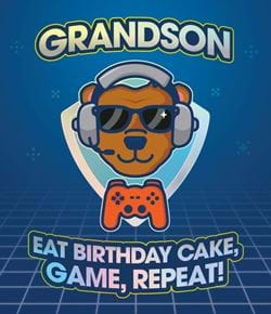 Cake Game Repeat Grandson Birthday Card