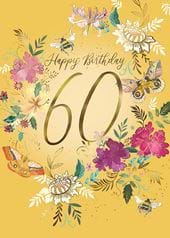 Yellow Floral 60th Birthday Card