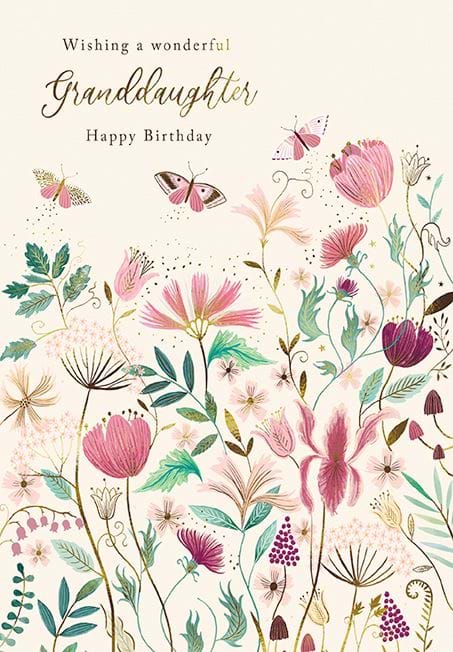 Pretty Flowers Granddaughter Birthday Card