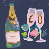Champagne 60th Birthday Card