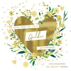 Floral Heart Golden Anniversary Card