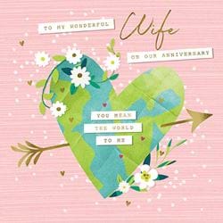 You Mean The World Wife Anniversary Card