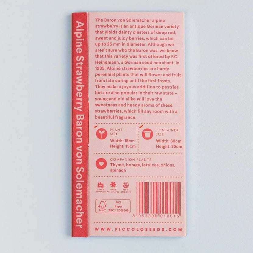 Alpine Strawberry Baron Von Solemacher Seed Packet