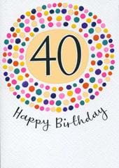 Colourful Spots 40th Birthday Card