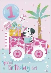 Zebra 1st Birthday Card