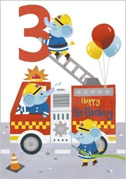 Fire Engine 3rd Birthday Card