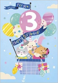 Cat Party 3rd Birthday Card