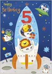 Rocket 5th Birthday Card
