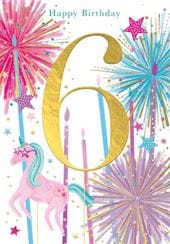 Unicorn Sparkles 6th Birthday Card
