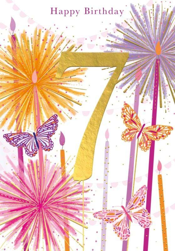 Butterfly Sparkles 7th Birthday Card