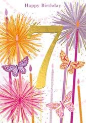 Butterfly Sparkles 7th Birthday Card