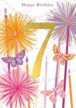 Butterfly Sparkles 7th Birthday Card