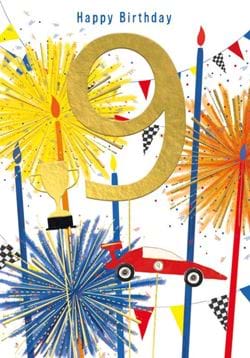 Race Car 9th Birthday Card