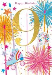 Roller-skate 9th Birthday Card