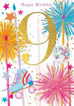 Roller-skate 9th Birthday Card
