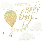 Hot Air Balloon New Baby Boy Card