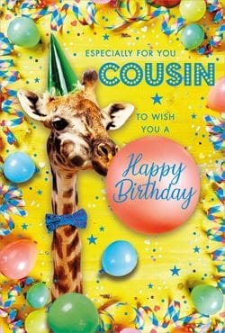 Giraffe Cousin Birthday Card