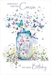 Butterfly Jar Cousin Birthday Card