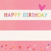 Pink Stripes Birthday Card