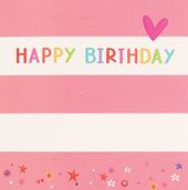 Pink Stripes Birthday Card
