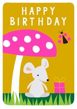 Mushroom Mouse Birthday Card