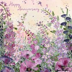 Pink Poppy Burst Anniversary Card