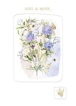 Blue Floral Just A Note Greeting Card