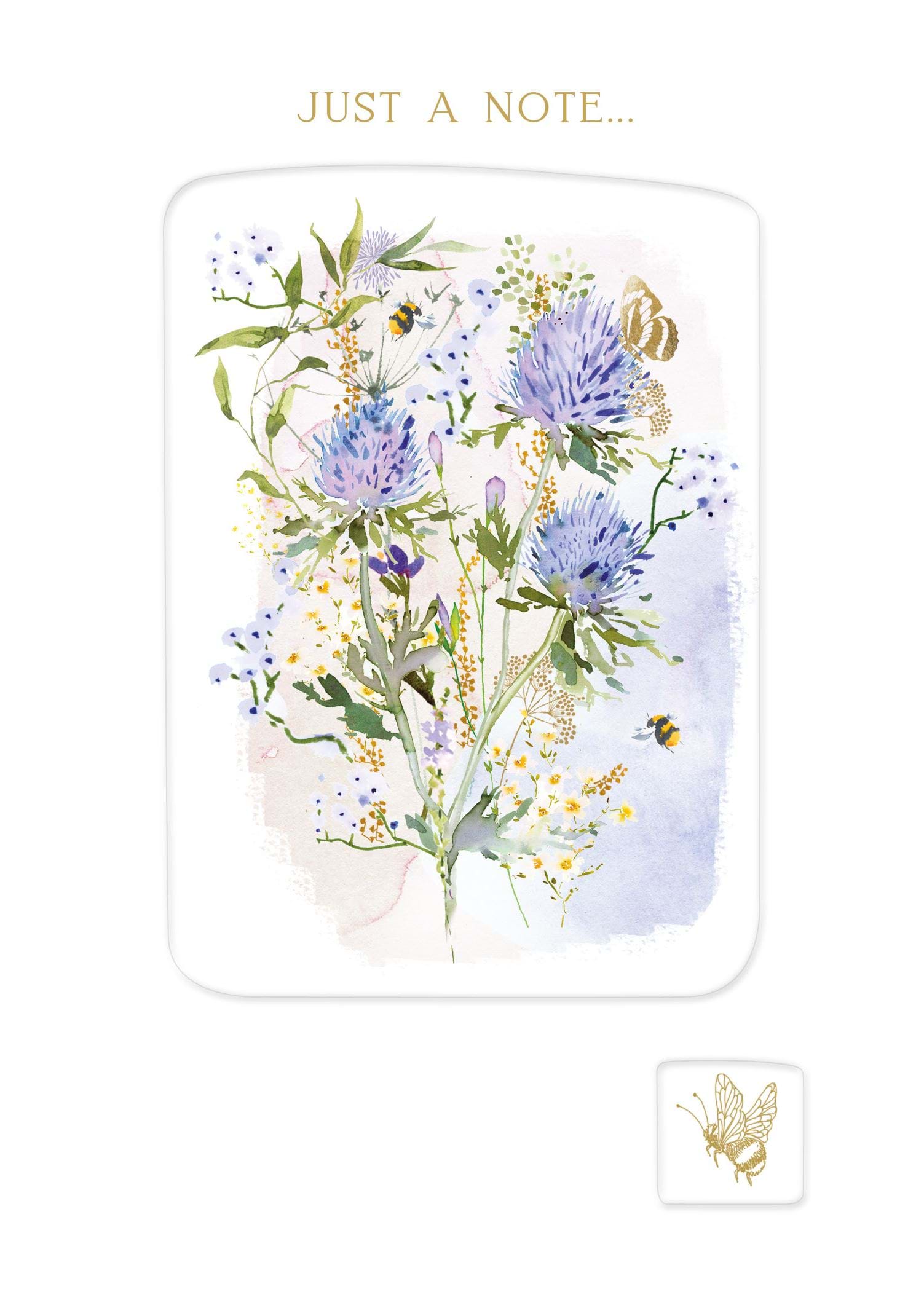 Blue Floral Just A Note Greeting Card