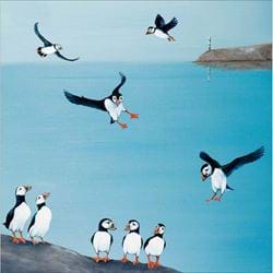 Cliffside Puffins Greeting Card