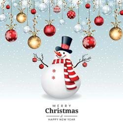 Snowman & Baubles - Personalised Christmas Card