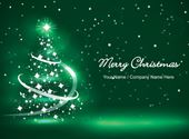 Bright Lights Green - Front Personalised Christmas Card