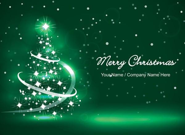 Bright Lights Green - Front Personalised Christmas Card