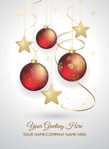 Red Baubles - Front Personalised Christmas Card