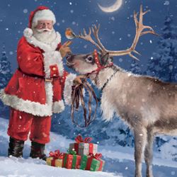 Santa with Reindeer - Personalised Christmas Card