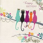 Cats on a Branch Birthday Card