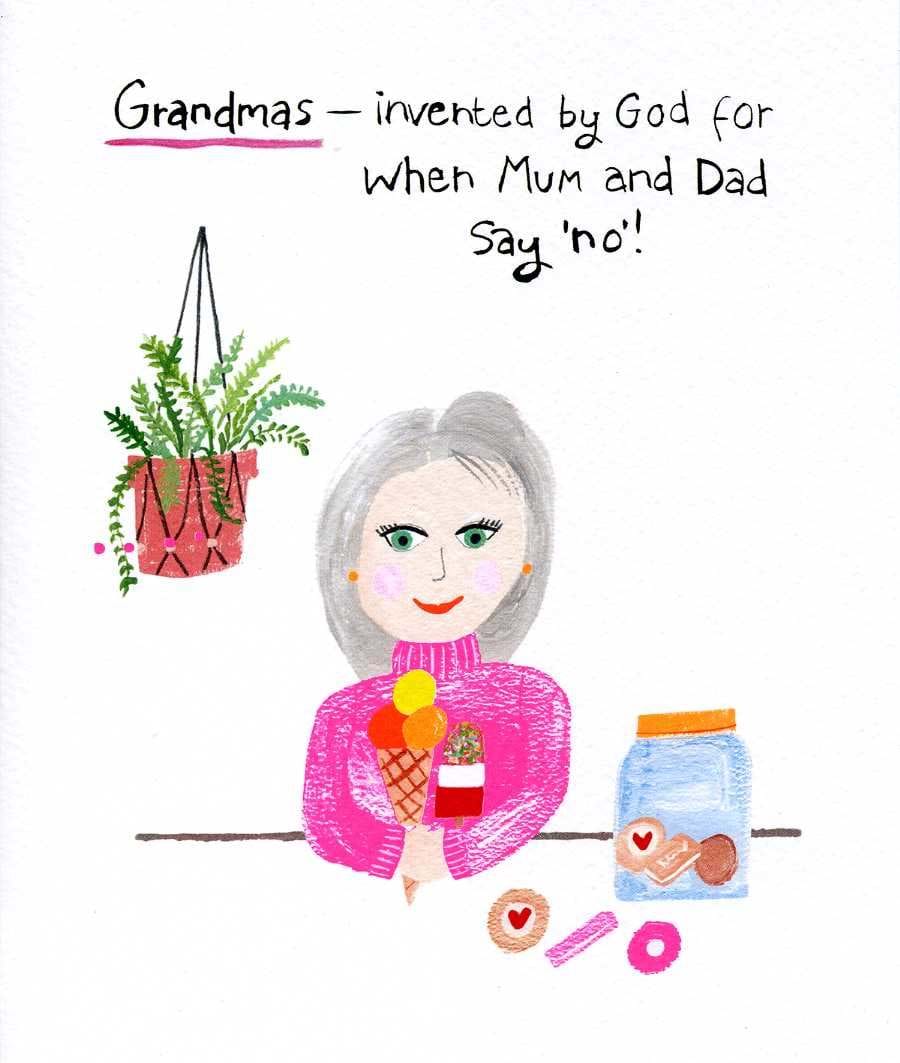 Invented By God Grandma Birthday Card