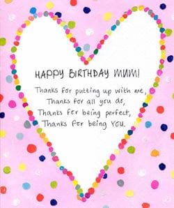 Thanks for Being You Mum Birthday Card