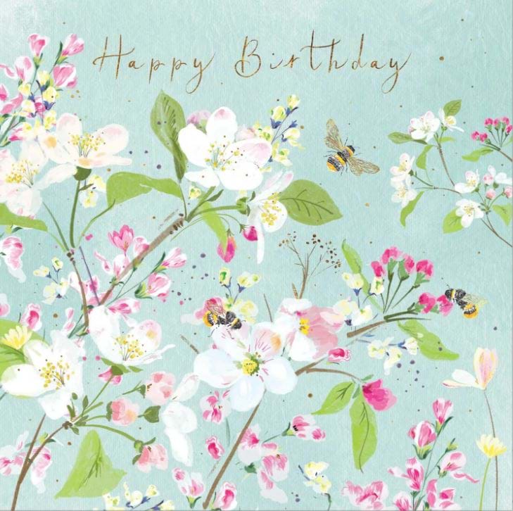 Bees and Blossom Birthday Card
